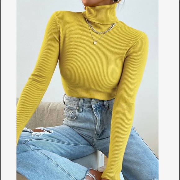 Casual Basic Knit High Neck Turtleneck Top Blouse - Picture 8 of 16